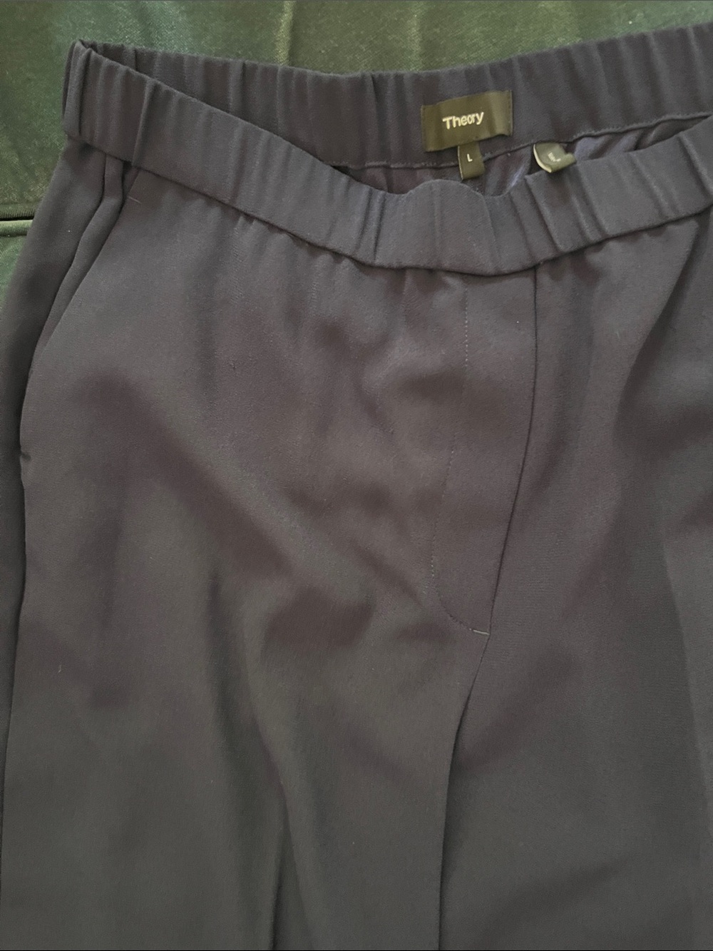 Theory Navy Wide-Leg Elastic Waist Pants